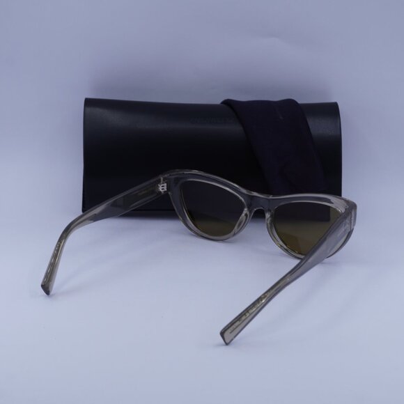 Saint Laurent SL676 005 Cat Eye Sunglasses - Transparent Sand/Brown